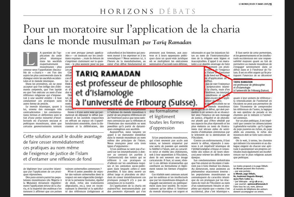 Tariq-ramadan-moratoire-Monde-Fribourg-usurpation-titre2