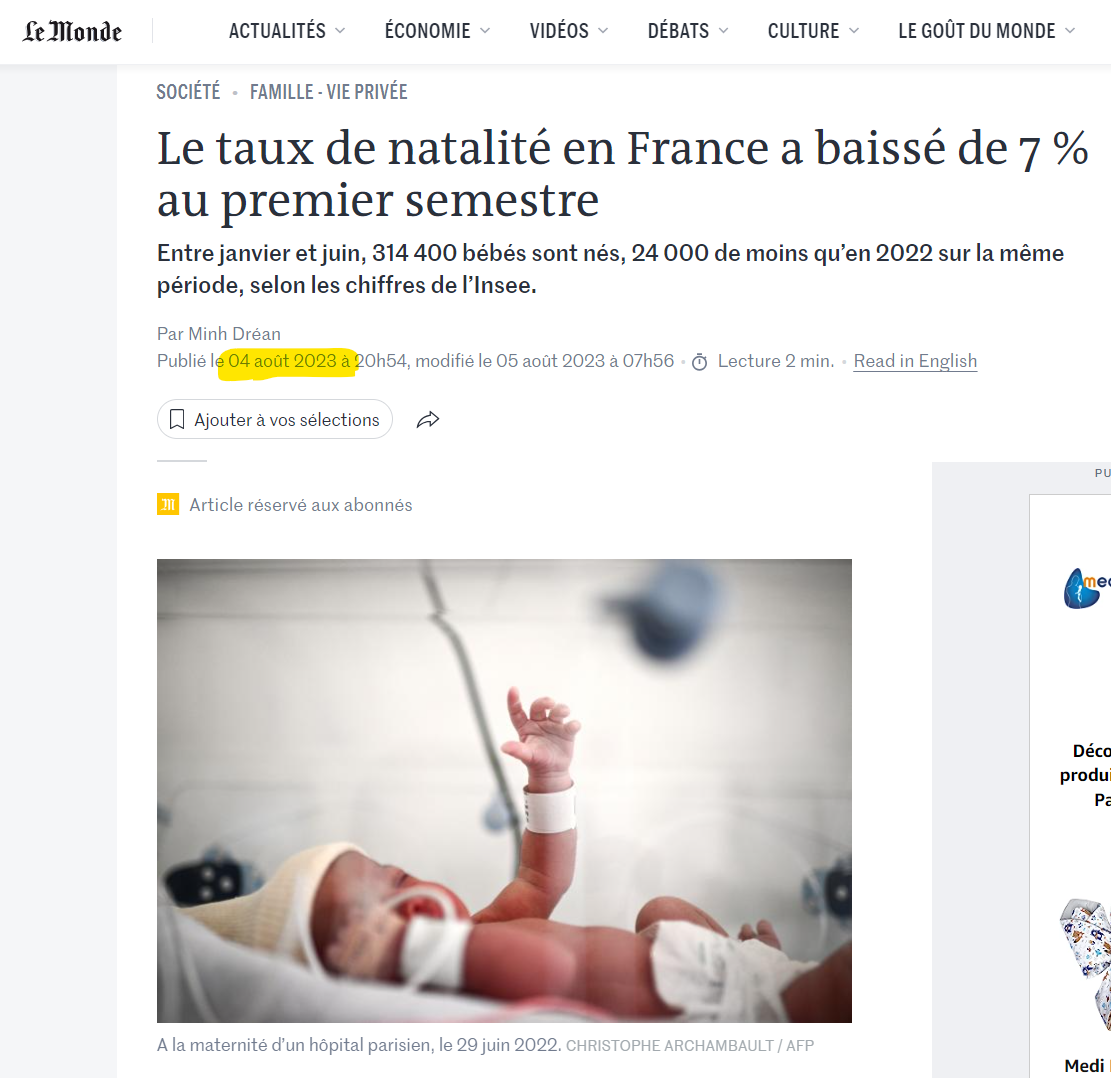 Le taux de natalité en France a baissé de 7 % au premier semestre - Le ...