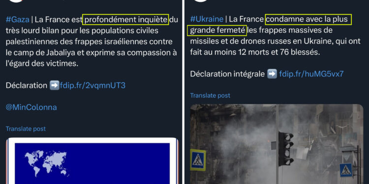 Hypocrisie : France Diplo au sujet du génocide en Palestine Vs les bombardements russes en Ukraine !