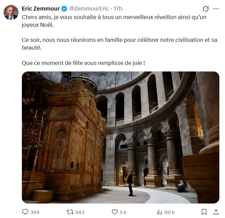 L’israël a maltraité des chrétiens en pleine festivité de Noël à Haïfa. Zemmour n’a toujours pas commenté !