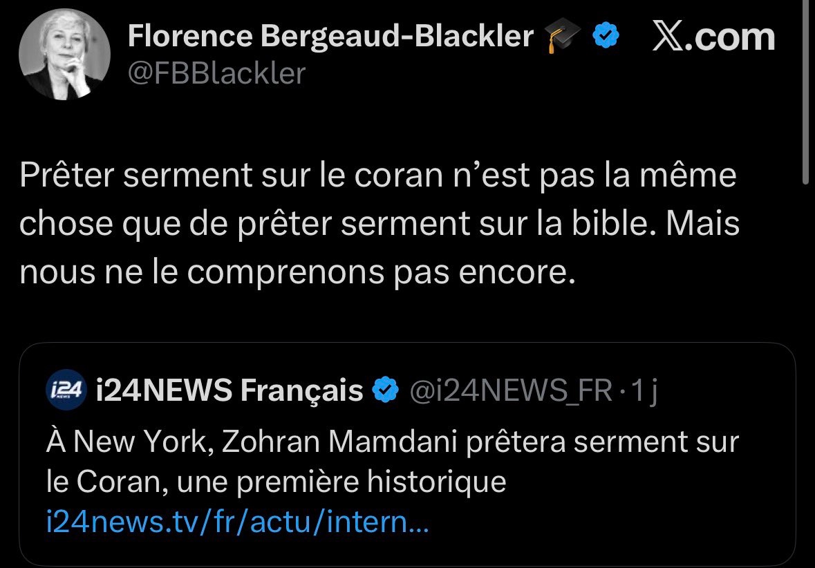 Nouvelle déclaration stupide de l’islamophobe sioniste F. Barjot-Blackler