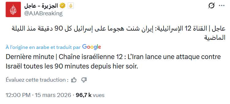 Trump a « détruit 100% des capacités iraniennes » : l’Iran bombarde l’israël toutes les 90 minutes depuis hier