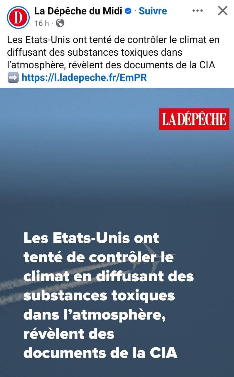 Chemtrails : document déclassifié de la CIA qui prouve qu’elle modifiait la météo en secret dès 1965