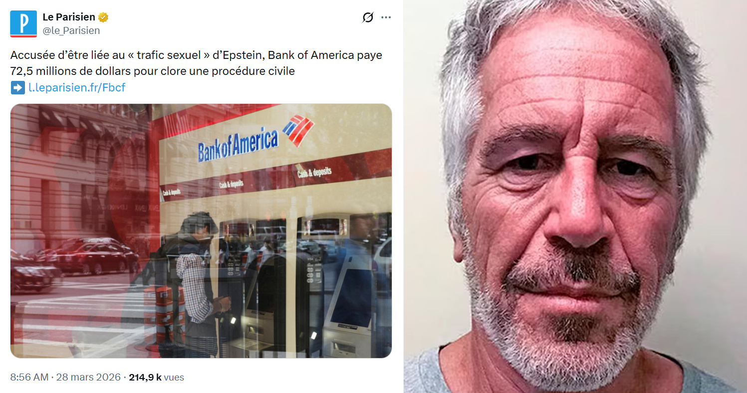 Impunité : Bank of America paie 72,5 millions de dollars aux victimes d’Epstein mais continue son business