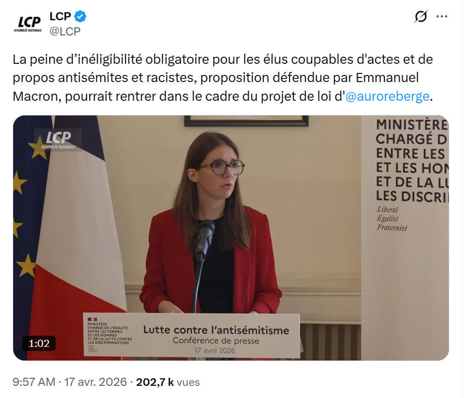Inéligibilité automatique pour « antisémitisme » : macron veut créer une justice à deux vitesses pour les élus