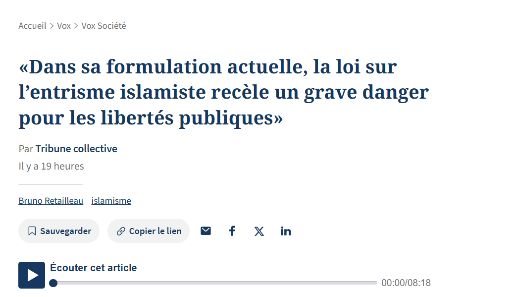 Loi anti-entrisme islamiste : 50 juristes alertent sur une lettre de cachet administrative qui menace tout le monde